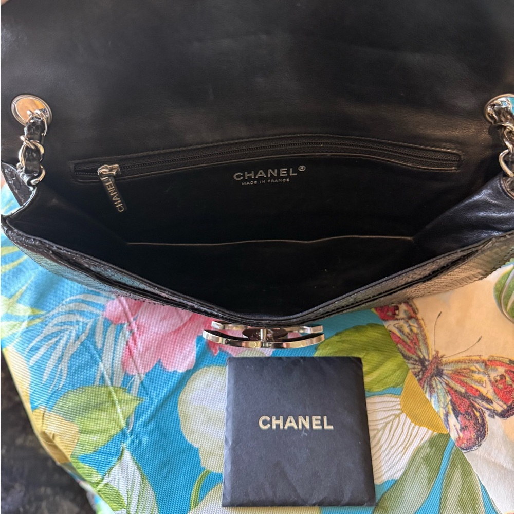 Chanel Black Python Chain Shoulder Bag - image 2